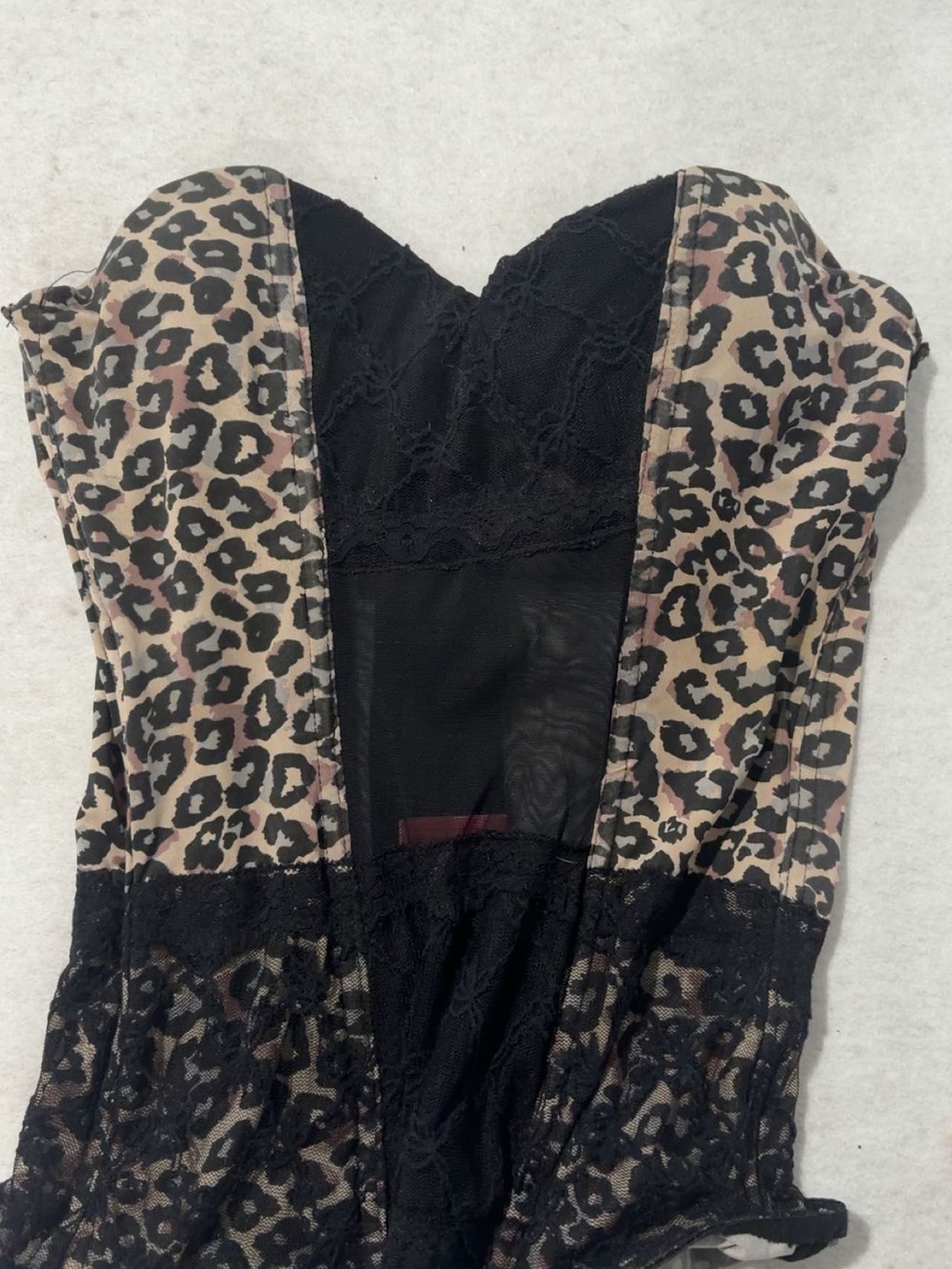 Tarea Leopard Print Lace Bustier - Black & Tan
